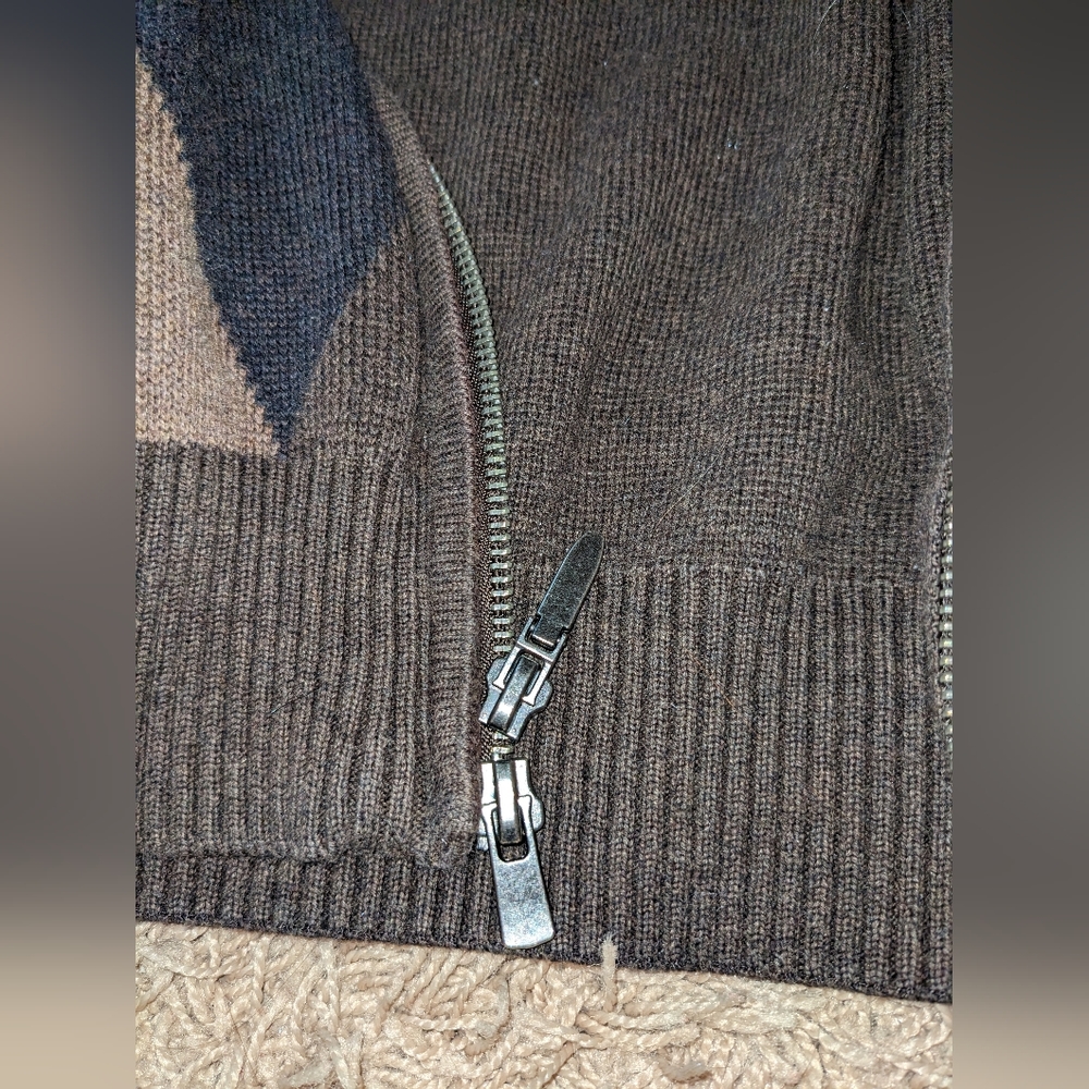 John Bartlett Consensus Argyle Zip Up Sweater Bro… - image 2